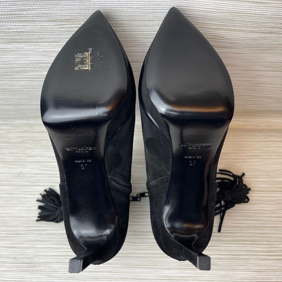 NEW Saint Laurent Classic Janis 105 Concho Ankle Boot in Black Suede Size 37 - Picture 14 of 15